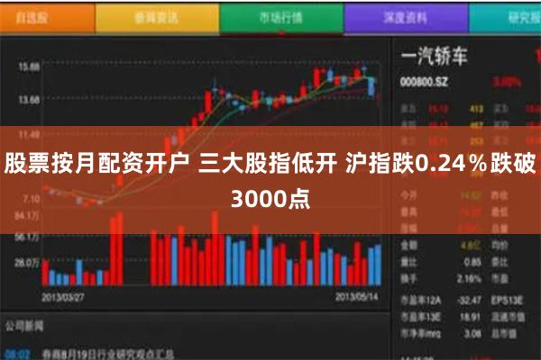 股票按月配资开户 三大股指低开 沪指跌0.24％跌破3000点