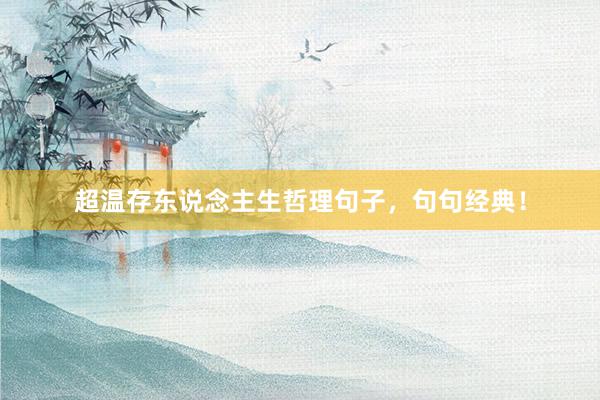 超温存东说念主生哲理句子，句句经典！