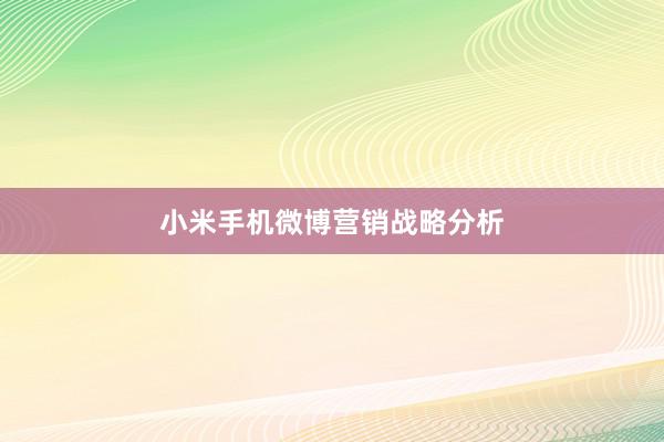 小米手机微博营销战略分析